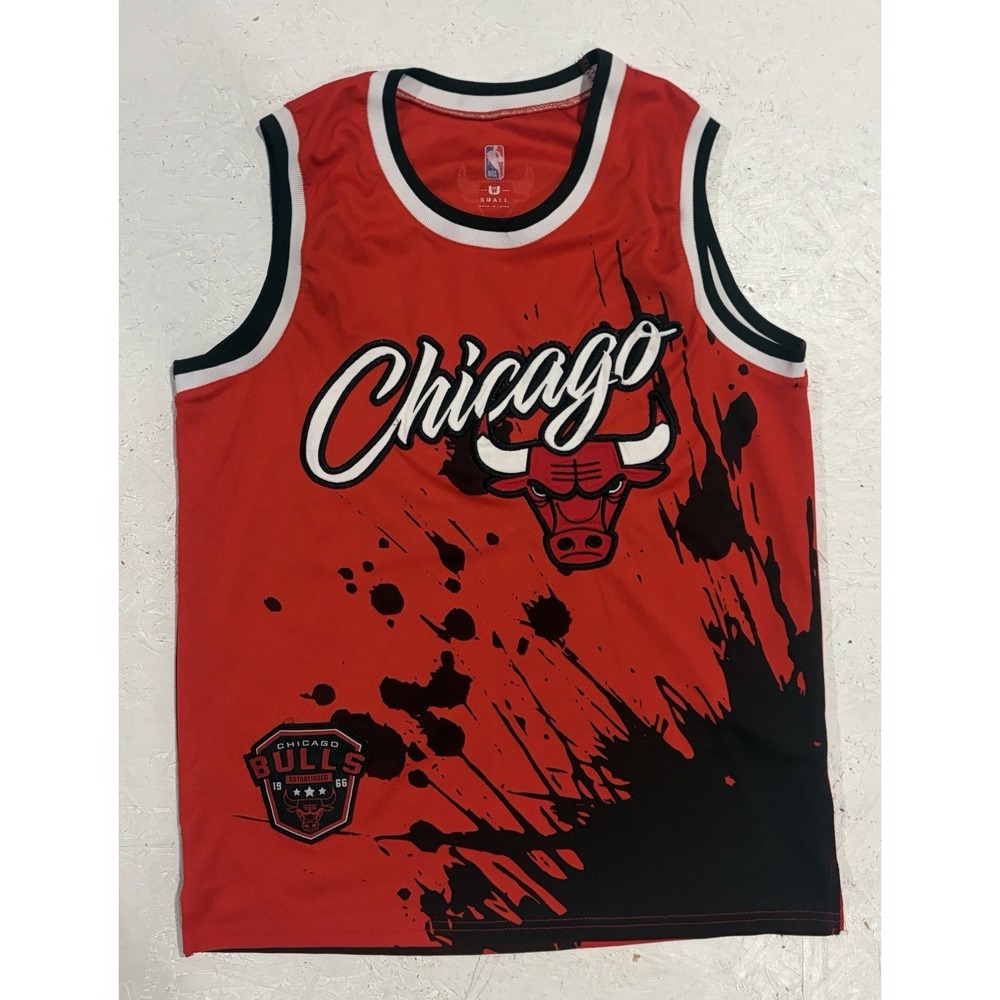 UNK‎ Chicago Bulls T Shirt Jersey NBA Basketball Tee All Over Print Mens Small